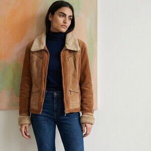 Awesome Vintage Moda International Suede Corduroy Bomber Rust/Camel Brown Jacket